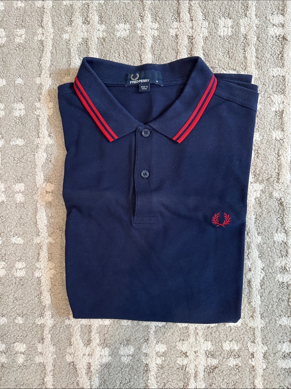 Fred Perry Navy Polo with Red Stripe Collar